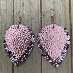 New! | Handmade Faux Leather Earrings Double